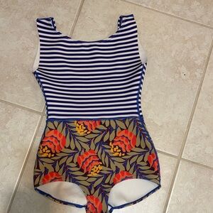 Seea Navy Stripe and Floral One-Piece Swimsuit C Skin